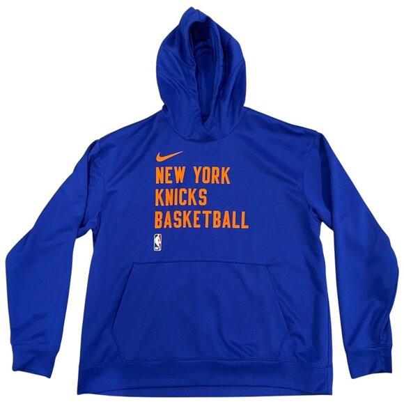 NIKE Men's Dri-Fit Engineered NBA NEW YORK KNICKS NYK Blue Hoodie Sweatshirt XL - Picture 1 of 6
